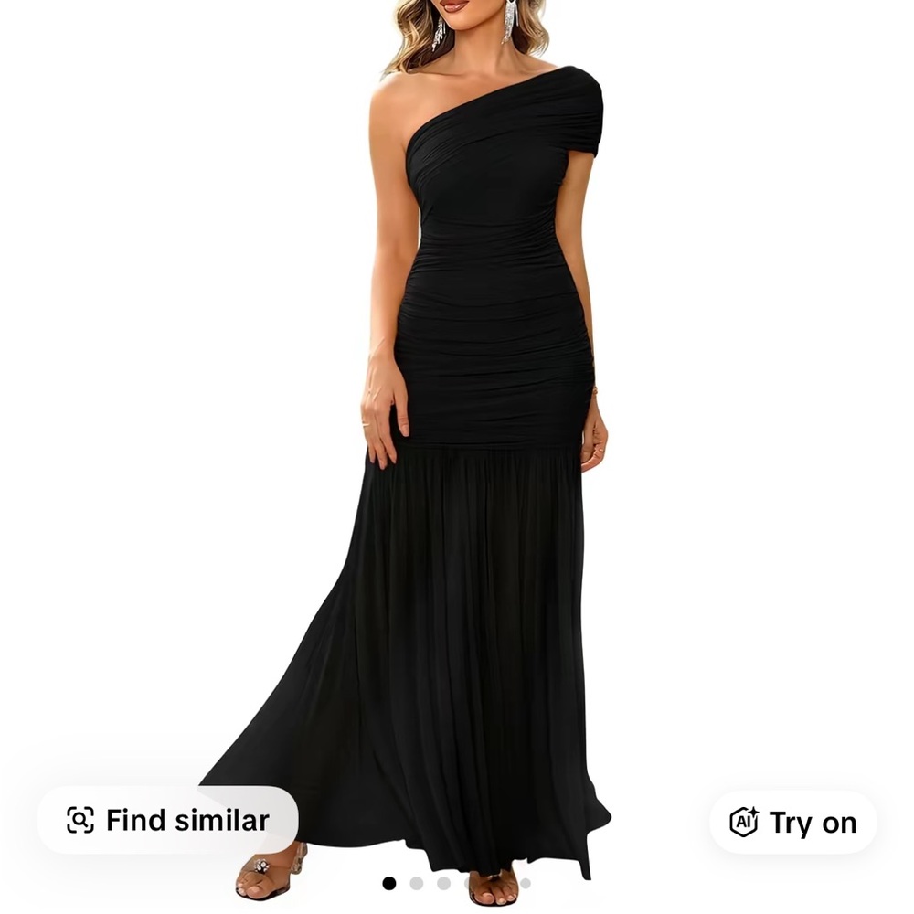 Elegant Black One-Shoulder Dress